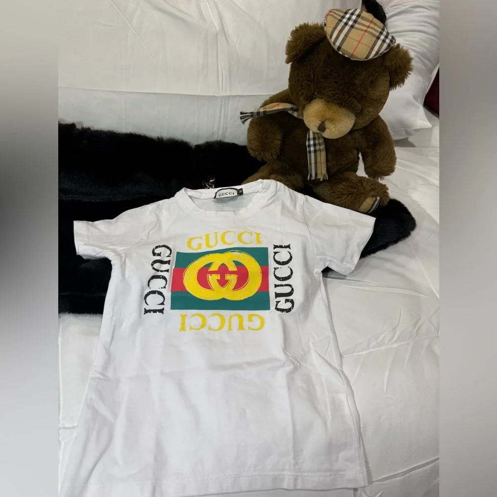 Gucci Kids White Tee with Multicolor Logo - Picture 2 of 5